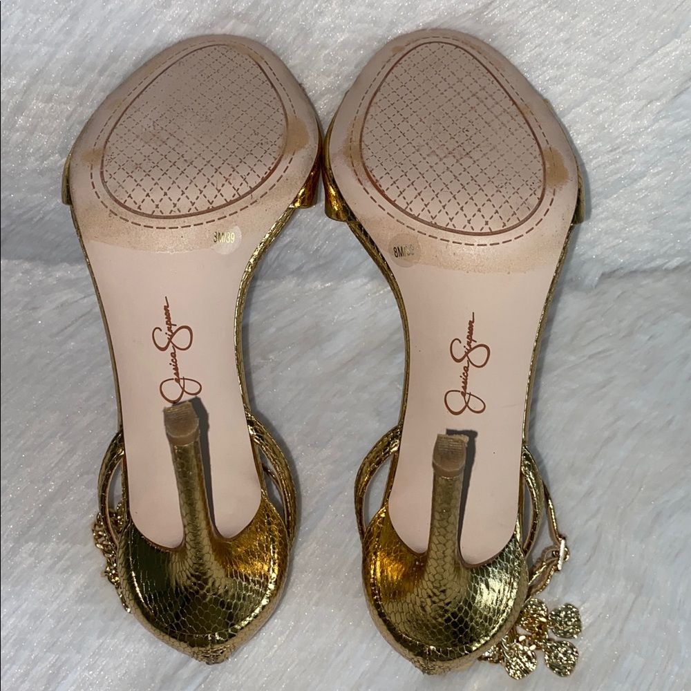 Jessica Simpson Jetser Elegant Gold Stiletto Heels - Picture 4 of 6